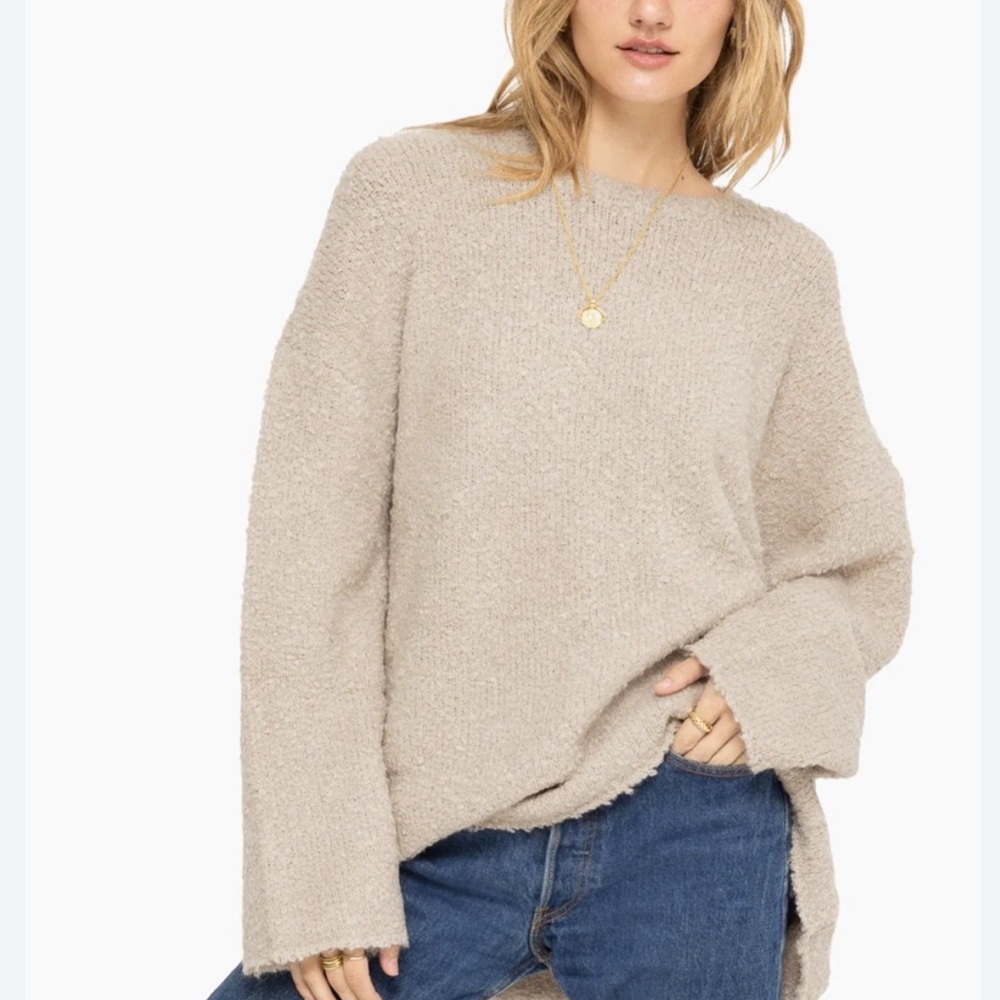 SET Active BOUCLÉ OVERSIZED CREWNECK SWEATER- Oat NWT